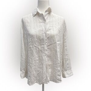 ZARA Oversized Wrinkled White Button-Up Shirt